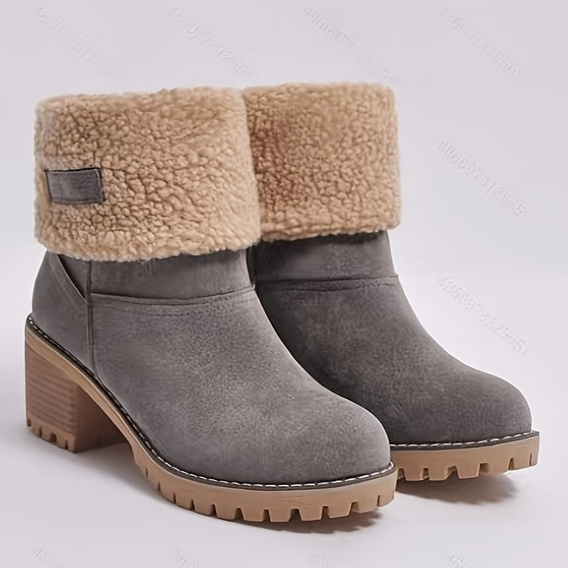 Lotte | Fluffy ankle boots with chunky heel