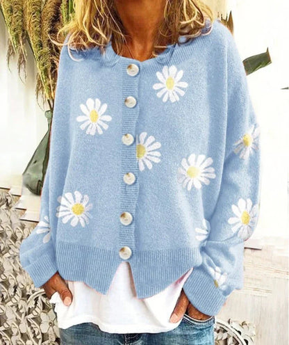 Ladies' cardigan with daisy design