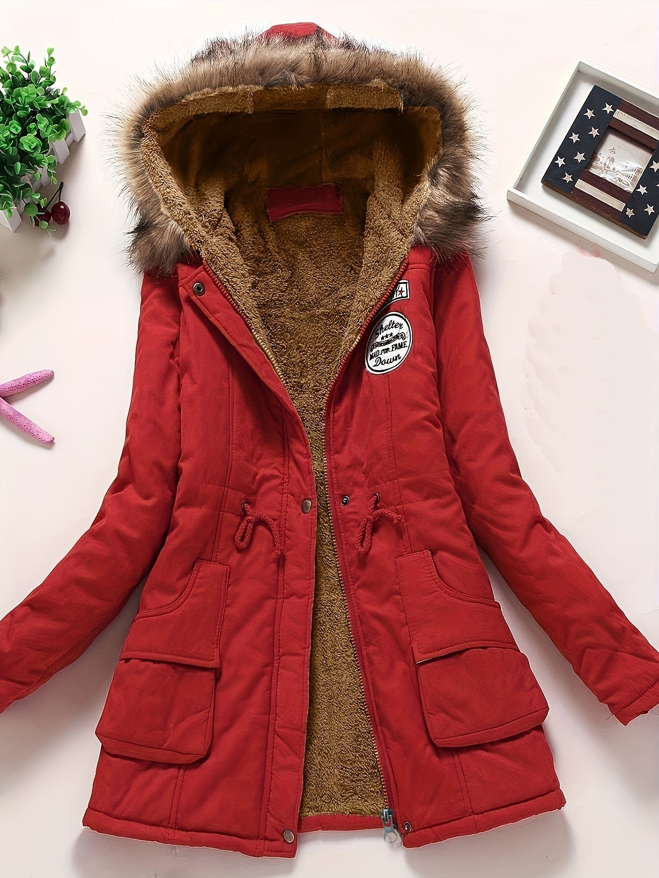 Warm cozy fleece-lined winter jacket with hood for women | Ideal for fall/winter