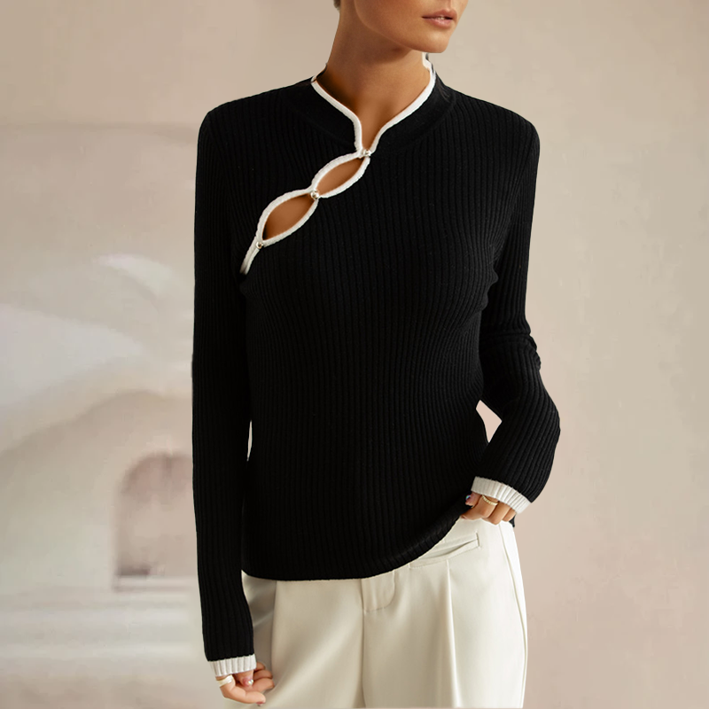 Wylen Sweater | Stylish Cut-Out Ribbed Knitted Top