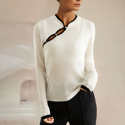 Wylen Sweater | Stylish Cut-Out Ribbed Knitted Top