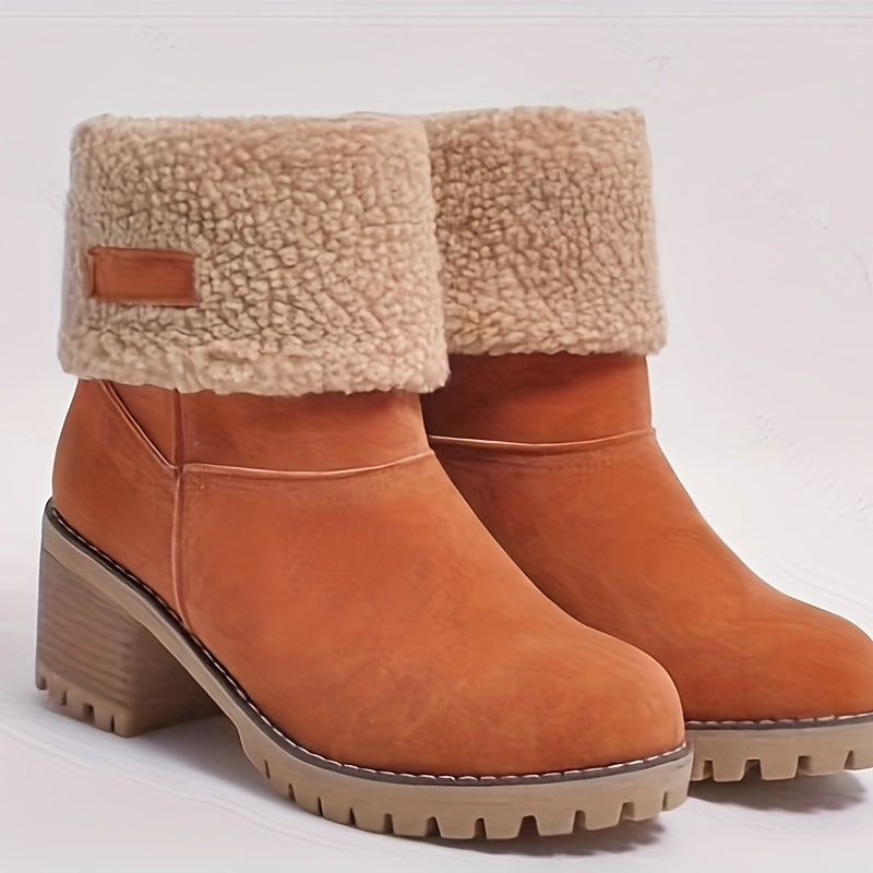 Lotte | Fluffy ankle boots with chunky heel