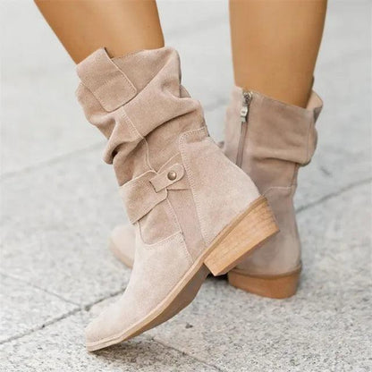 Daira Boots | Trendy Low Heel Suede Boots