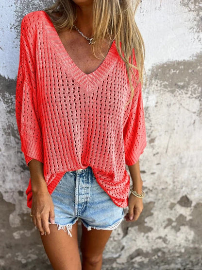 Karla - V-neck knit top