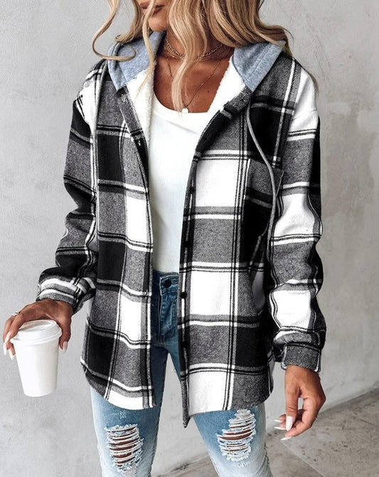 Patterned jacket with hood for women