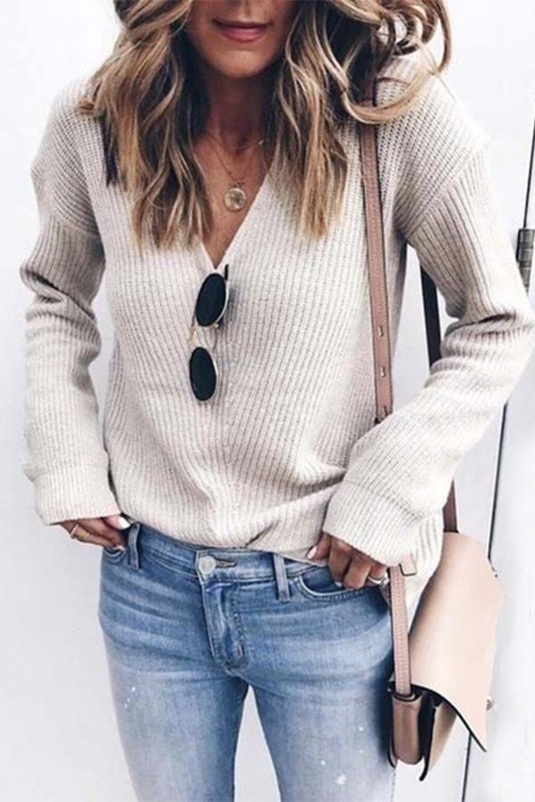 Una Top | Long sleeve V-neck Knitted top