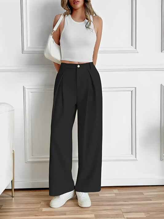 Catriona | Elegant pants with straight legs, pleats and pockets