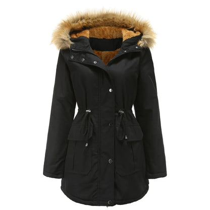 Winter parka with hood for women