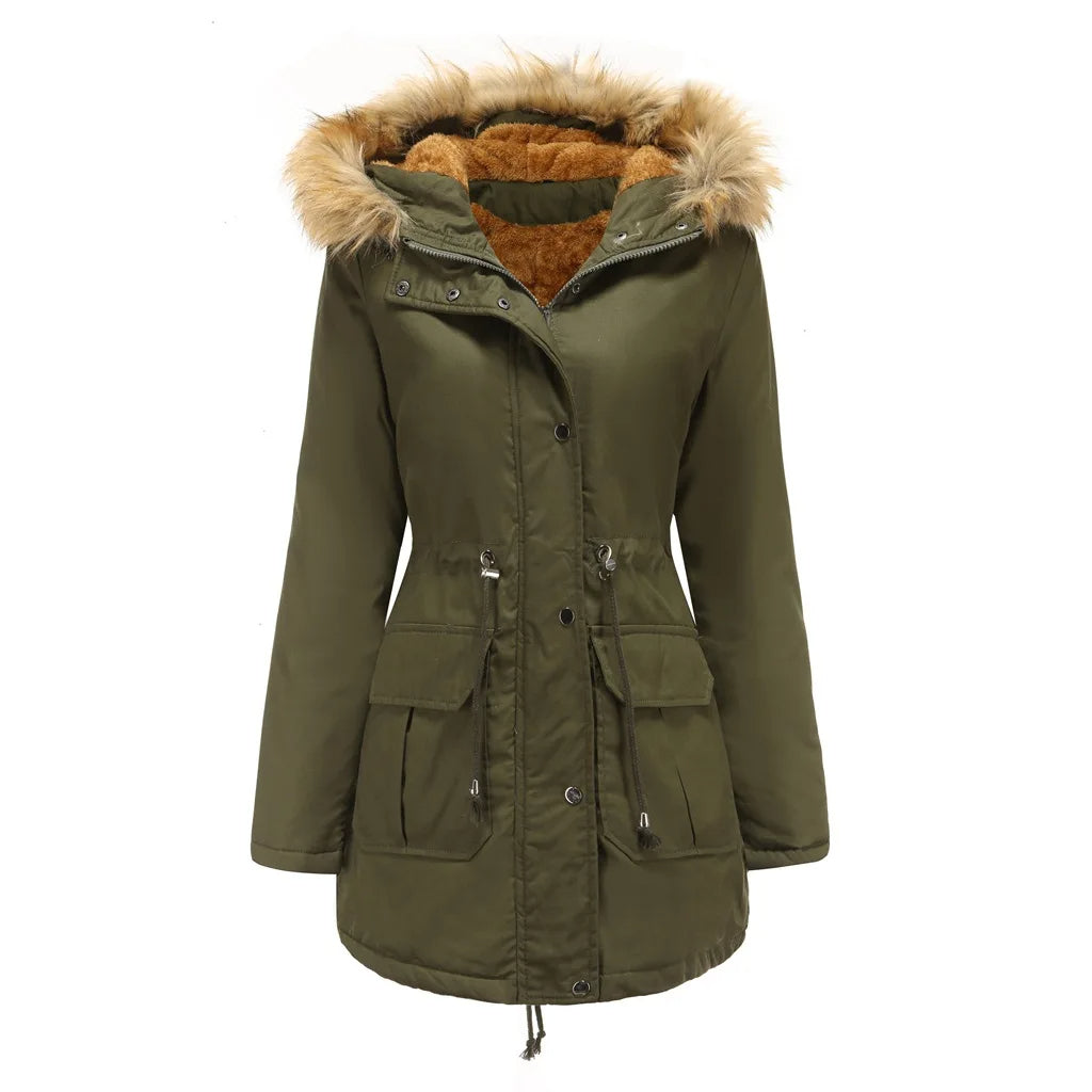 Winter parka with hood for women