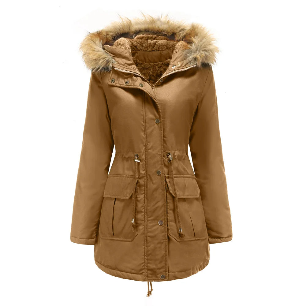 Winter parka with hood for women