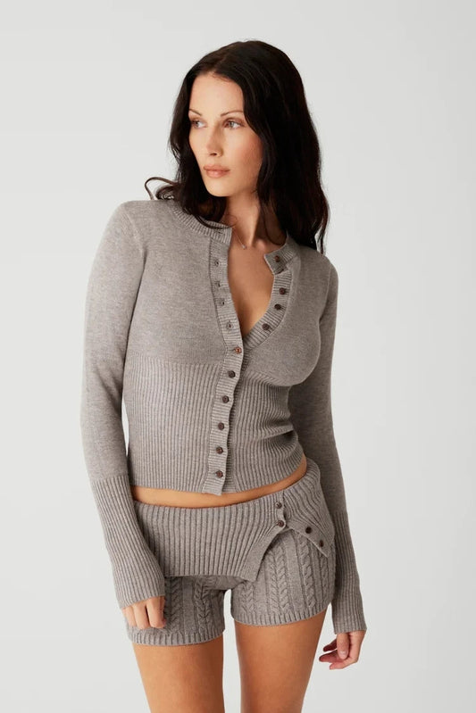 Ribbed cardigan for women