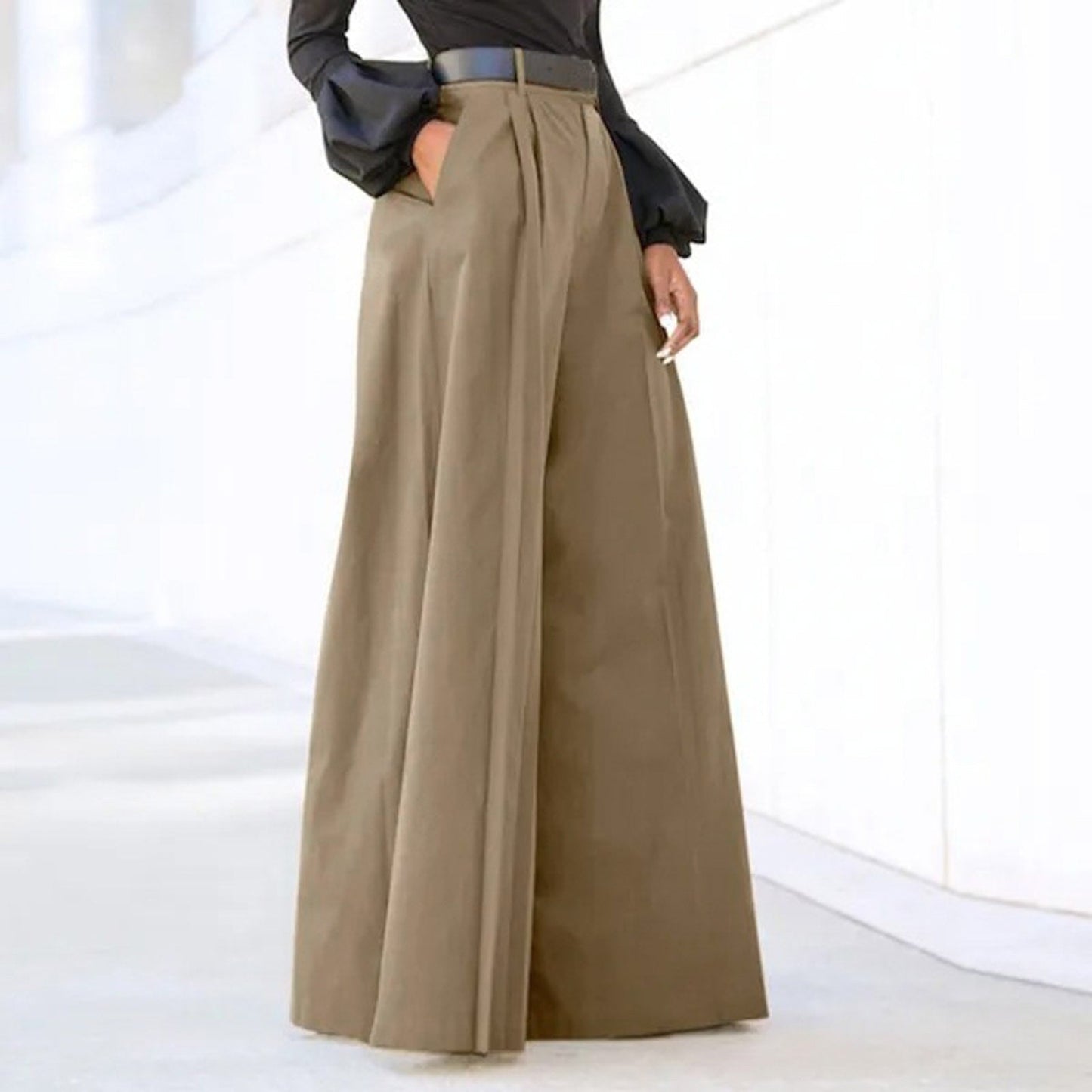 Amélie - Elegant wide-leg pleated pants for women