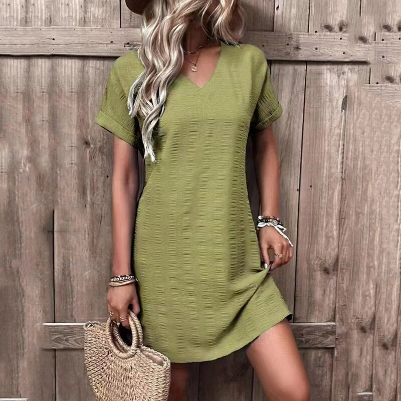 Nikki Mini Dress with Narrow V Neckline