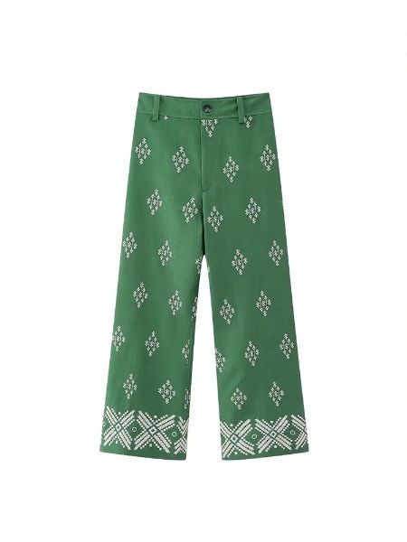 Sophie - Vintage embroidered straight-leg pants