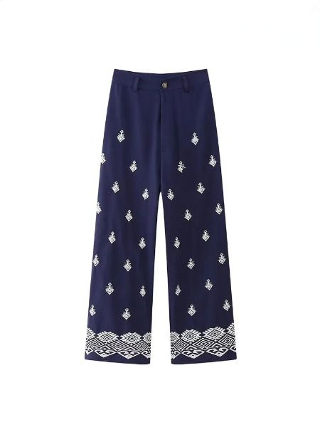 Sophie - Vintage embroidered straight-leg pants