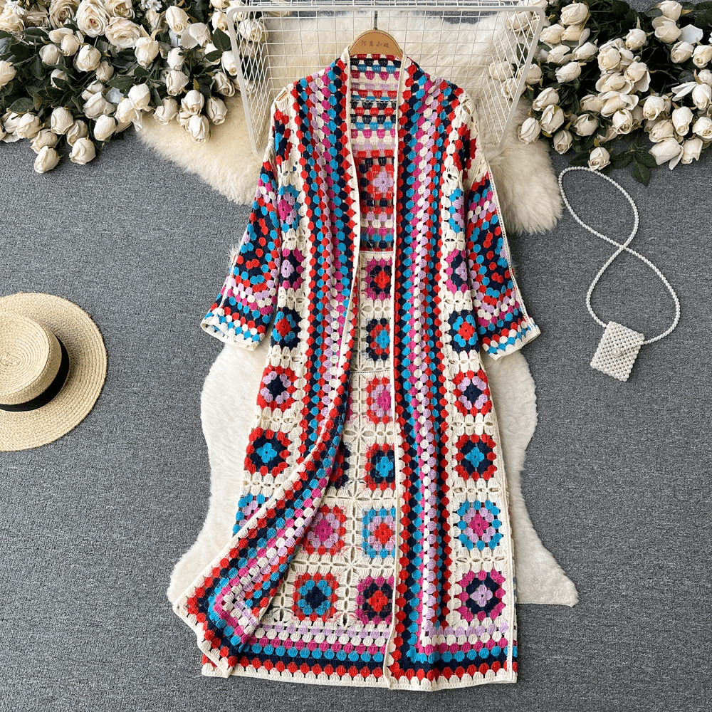 Women's floral crochet cardigan