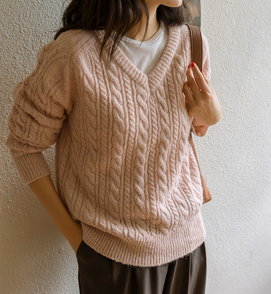 Elegant Twisted V-Neck Sweater by Camille - Perfect for All Occasions