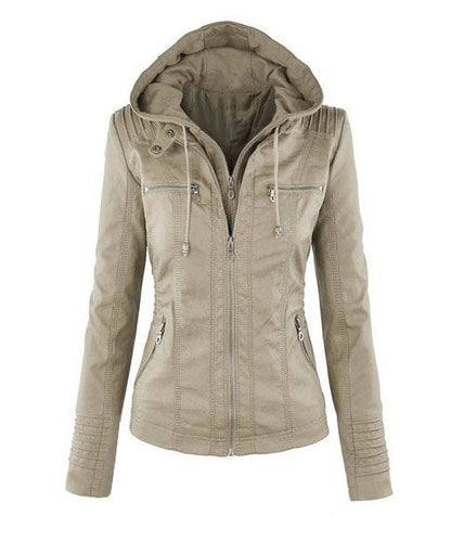 Jacket with detachable hood for women