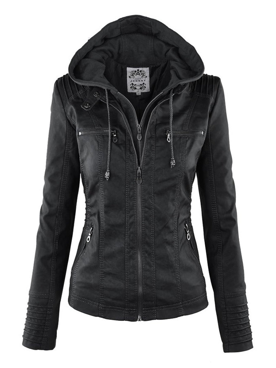 Jacket with detachable hood for women