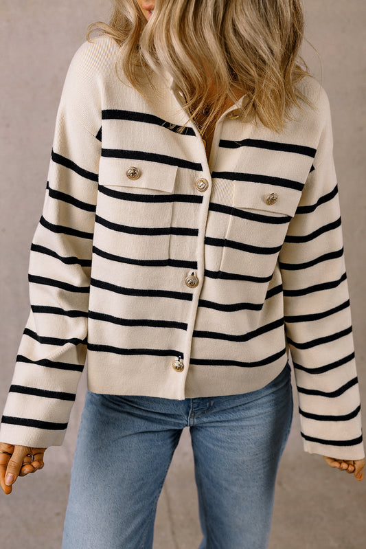 Merly | Chic and charming striped cardigan with buttons