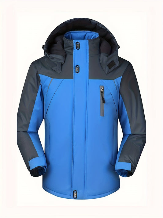 Casual water-repellent fleece-lined winter jacket with hood for men | Ideal for fall/winter