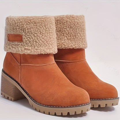 Lotte | Plush lined ankle boots with chunky heel in solid color