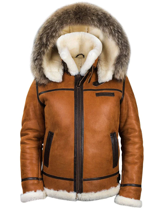 Warm leather fur winter jacket with hood for men | Perfect for winter outdoor activities