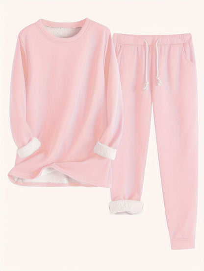 Jess-Mode | Solid Color Thermal Sweater & Sweatpants Set - Ideal for Fall/Winter