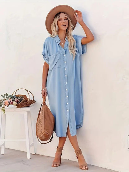 Jasmine | Stylish shirt dress with button closure and slits