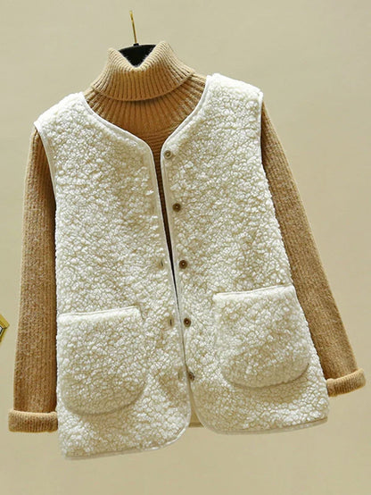 Linda - Warm Sleeveless Lambswool Cardigan For Women