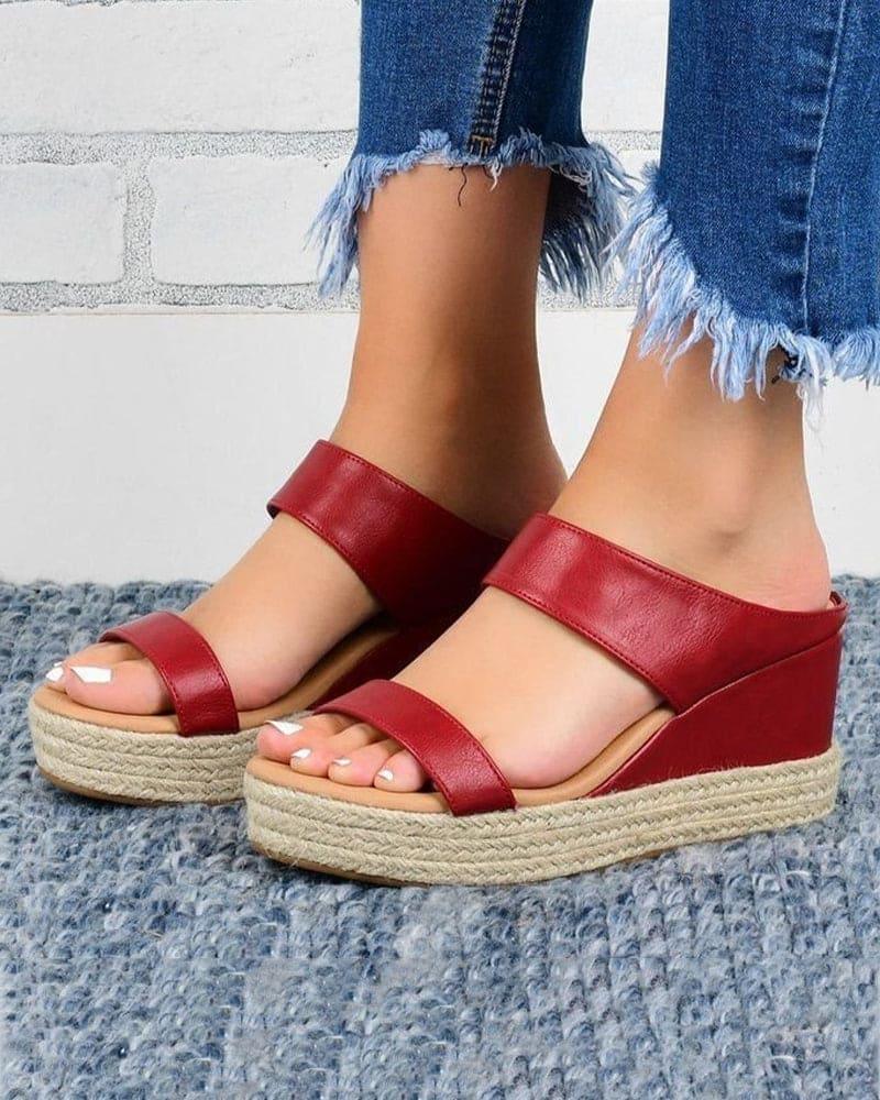 Eirini Sandals | Summer Straw Wedge Sandals