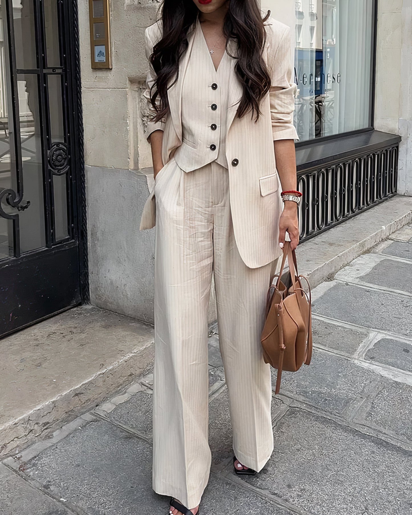 Elegant 3-piece blazer vest set for women - Yamina