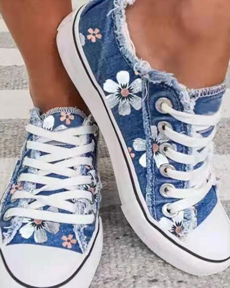 Esmee Sneakers | Denim embroidered sneakers