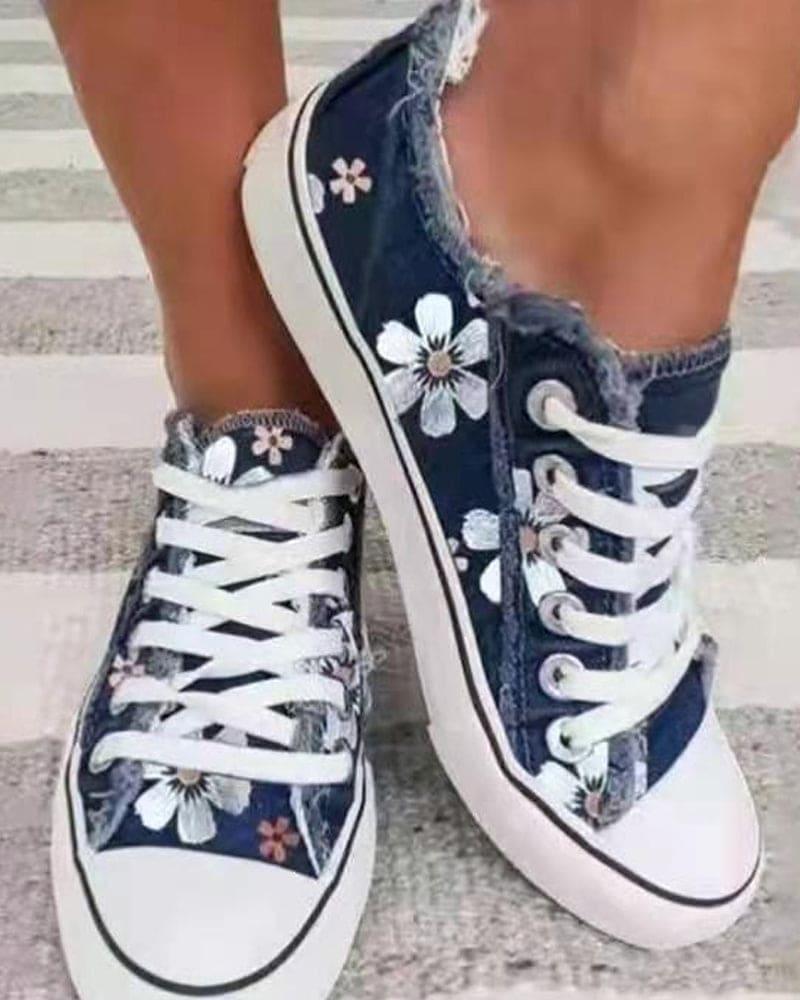 Esmee Sneakers | Denim embroidered sneakers