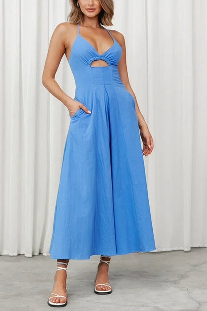 Kallie - V-neck maxi dress with open back