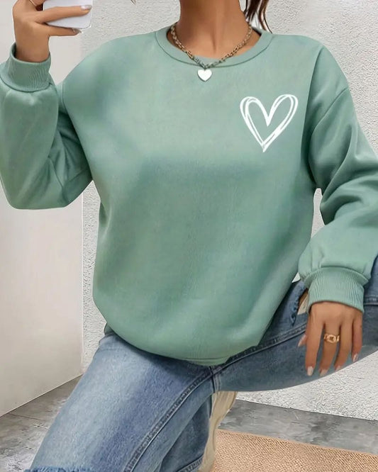 Ynelia Sweater | Casual heart print Sweater