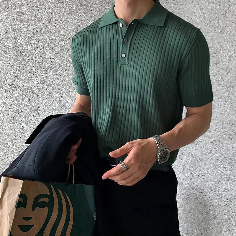 Rey | Knitted striped polo shirt