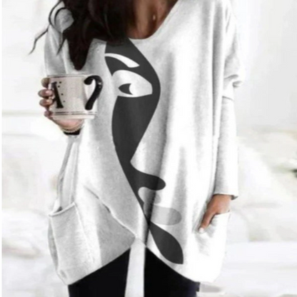 Long-sleeved printed blouse