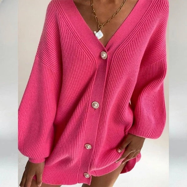 Women's oversized knitted cardigan - elegant and comfortable