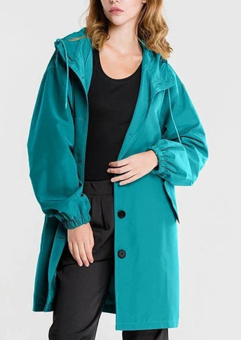 Casual waterproof oversized rain jacket with hood and wind protection for women | Perfect for fall/winter