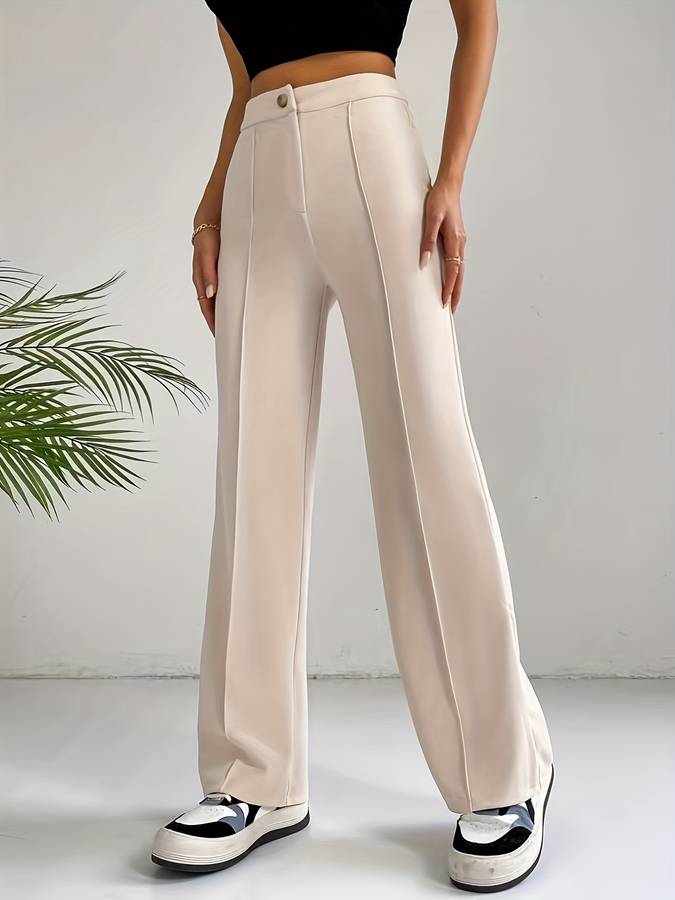 Claire - Beige high-waisted pants