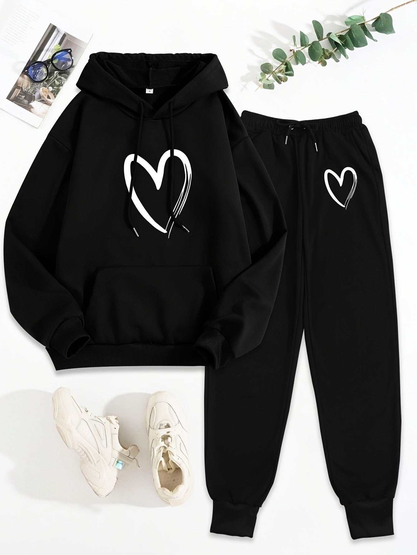 Jess | Casual cotton hoodie &amp; sweatpants tracksuit set - Ideal for fall/winter