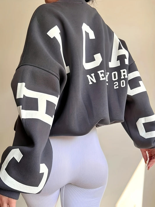 Ladies Sweater / Sweater with letter print | casual - long sleeves - round neck - Perfect for fall