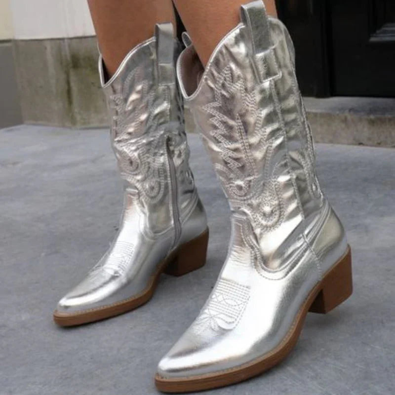 Fleur | Elegant metallic cowboy boots