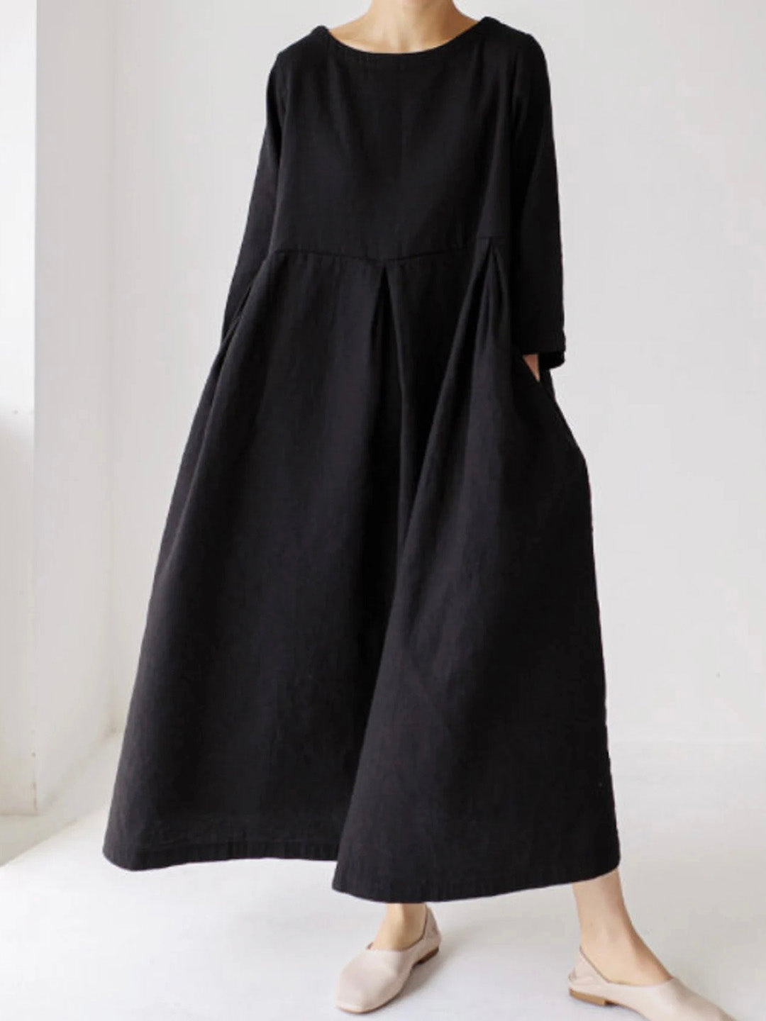 Liora | Loose-fitting linen dress with side pockets