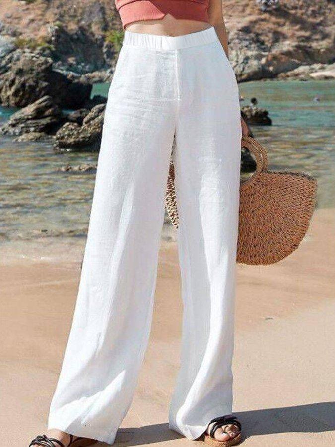 Clara - comfort pants in white linen