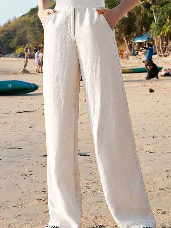 Clara - comfort pants in white linen