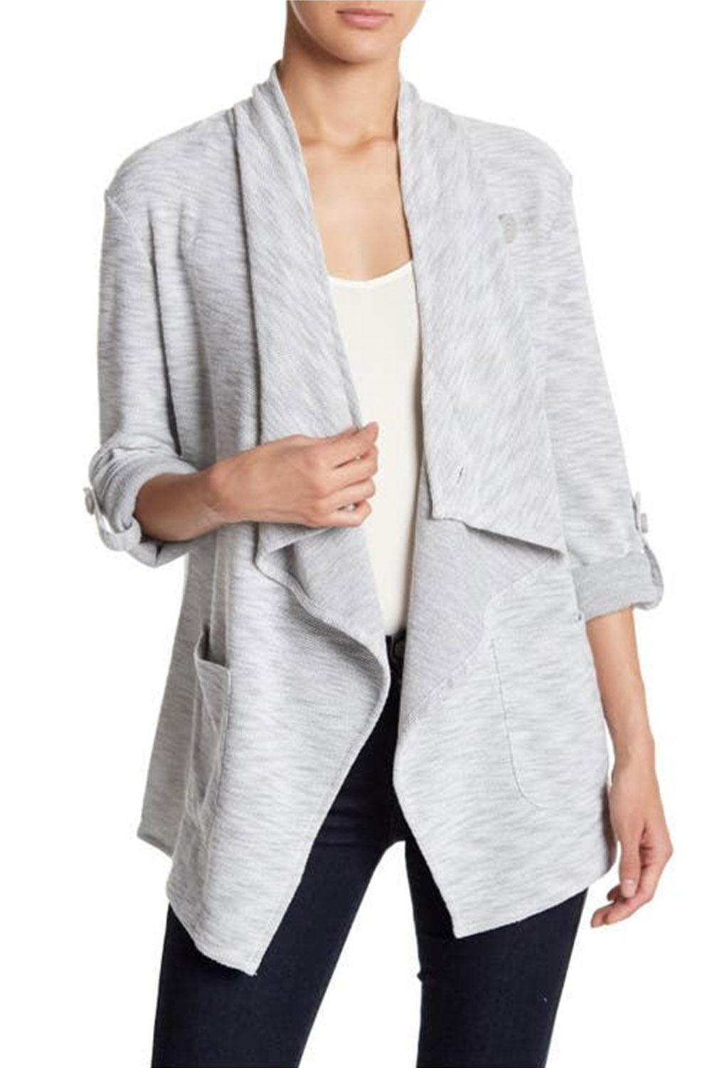 Faelina | Stylish knitted jacket with drape front