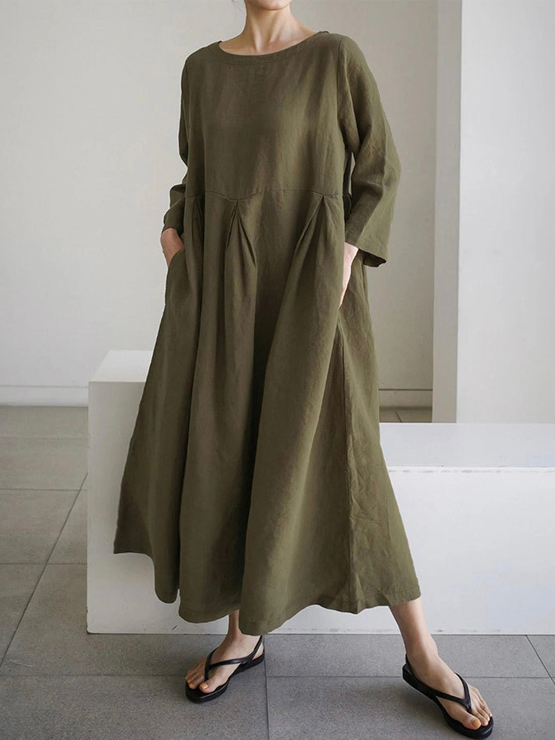 Liora | Loose-fitting linen dress with side pockets