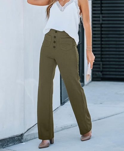 Charlotte - Elastic high-waisted casual pants